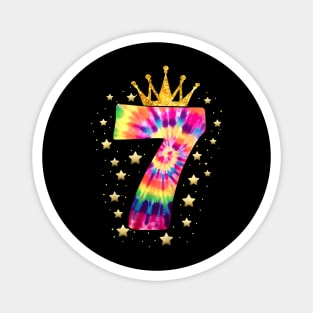 Colorful Tie Dye Number 7 Year Old Girls 7Th Birthday Magnet